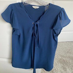 E&M Navy Blue Shore Sleeve Blouse